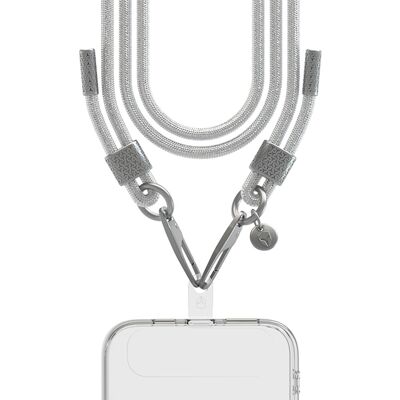 Force Case Universal Glitter Phone Shoulder Strap With Carabiner, Silver Force Case Universal Glitter Phone Shoulder Strap With Carabiner, Silver