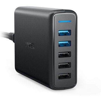 Anker PowerPort Speed 5 USB Charger - 63W, 5 Ports, Black Anker PowerPort Speed 5 USB Charger - 63W, 5 Ports, Black