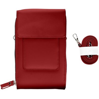 Avizar Cross-body Phone Pouch Faux-leather 130cm Red Strap - Phone Pouch Avizar Cross-body Phone Pouch Faux-leather 130cm Red Strap - Phone Pouch