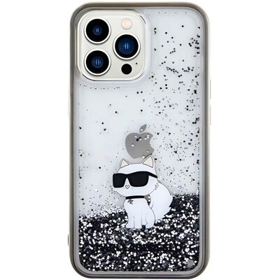 Karl Lagerfeld Liquid Glitter Choupette - iPhone 13/13 Pro Transparent Hardcase Karl Lagerfeld Liquid Glitter Choupette - iPhone 13/13 Pro Transparent Hardcase