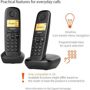 Siemens Gigaset A170 Duo Cordless Dect Telephone Illuminated Graphic Display Black Siemens Gigaset A170 Duo Cordless Dect Telephone Illuminated Graphic Display Black