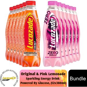 Lucozade Pink Lemonade & Original Sparkling Zero Sugar Energy Drink, 6x900ml Lucozade Pink Lemonade & Original Sparkling Zero Sugar Energy Drink, 6x900ml