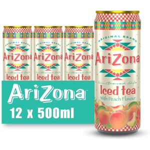Arizona Peach Iced Tea, Pack Of 12 X 500ml Cans, Black Tea With Peach Juice, No Arizona Peach Iced Tea, Pack Of 12 X 500ml Cans, Black Tea With Peach Juice, No