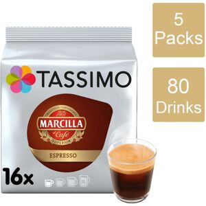 Tassimo Coffee Pods Marcilla Espresso 5 Packs (80 Drinks) Tassimo Coffee Pods Marcilla Espresso 5 Packs (80 Drinks)