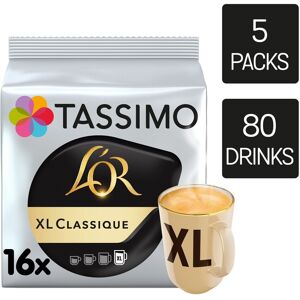 L'OR XL Classique Coffee Pods - Tassimo Compatible - Pack of 5, 80 pods in total L'OR XL Classique Coffee Pods - Tassimo Compatible - Pack of 5, 80 pods in total