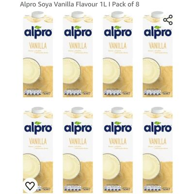 8 X Alpro Vanilla Soya Milk Plant-Based Vegan Lactose Free Low Fat. Free Shippin 8 X Alpro Vanilla Soya Milk Plant-Based Vegan Lactose Free Low Fat. Free Shippin