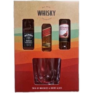 Whisky The Whiskey Collection Trio Of Whiskies & Glass Set Jack Daniels Red Label Famou Whisky The Whiskey Collection Trio Of Whiskies & Glass Set Jack Daniels Red Label Famou