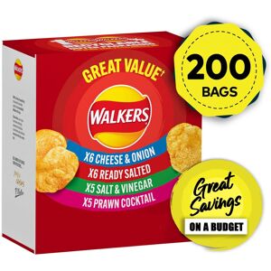 Walkers Crisps Salted Vinegar Prawn Multipack Snack Bundle 200x25g Walkers Crisps Salted Vinegar Prawn Multipack Snack Bundle 200x25g