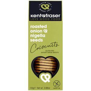 Kent & Fraser Gluten Free Roasted Onion Nigella Cheese Biscuits 110g X 6 Kent & Fraser Gluten Free Roasted Onion Nigella Cheese Biscuits 110g X 6