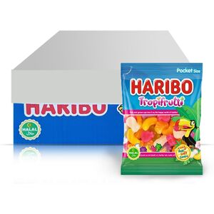 Haribo Sweet Halal Tropifrutti Gummies, Jelly Chewy Bag - Full Box Of 30x100g Haribo Sweet Halal Tropifrutti Gummies, Jelly Chewy Bag - Full Box Of 30x100g