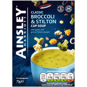 12 X Ainsley Harriott Broccoli & Stilton Low Calorie Cup Soup 72g (36 Servings) 12 X Ainsley Harriott Broccoli & Stilton Low Calorie Cup Soup 72g (36 Servings)