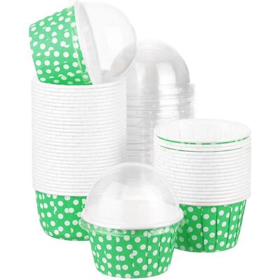 Uxcell 50 Set Cupcake Liners With Dome Lids, Muffins Liners Wrappers, Green Uxcell 50 Set Cupcake Liners With Dome Lids, Muffins Liners Wrappers, Green