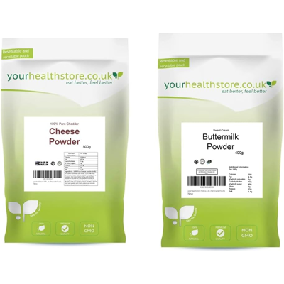 Yourhealthstore 100% Pure Cheddar Cheese Powder,300 G & Premium Buttermilk Powder (Sweet Cream), Yourhealthstore 100% Pure Cheddar Cheese Powder,300 G & Premium Buttermilk Powder (Sweet Cream),