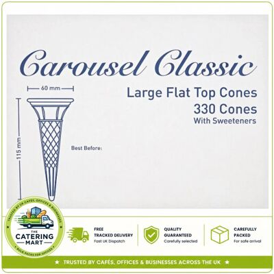 Carousel Classic 330 Large Flat Top Cones Wholesale Ice Cream Cones Carousel Classic 330 Large Flat Top Cones Wholesale Ice Cream Cones