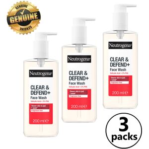 3x Neutrogena Clear & Defend 2% Salicylic Acid Face Wash Fragrant Free 200ml 3x Neutrogena Clear & Defend 2% Salicylic Acid Face Wash Fragrant Free 200ml