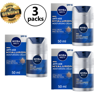 3x Nivea Men Anti Age Hyaluron Face Moisturising Cream Wrinkle Spf 15 50ml 3x Nivea Men Anti Age Hyaluron Face Moisturising Cream Wrinkle Spf 15 50ml