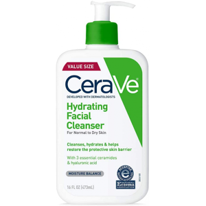 Cerave Hydrating Facial Cleanser 16 Oz For Daily Face Washing, Dry To Normal Cerave Hydrating Facial Cleanser 16 Oz For Daily Face Washing, Dry To Normal