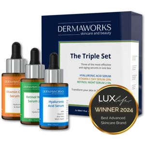 Dermaworks Skin Care Gift Set Anti Aging Serum Face Retinol , Vitamin C & Hyaluronic Acid Dermaworks Skin Care Gift Set Anti Aging Serum Face Retinol , Vitamin C & Hyaluronic Acid