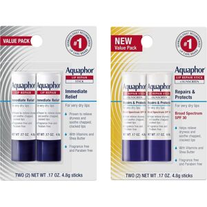 Aquaphor Lip Repair, Moisturizing Lip Balm Multipack (2 Repair Sticks + 2 Repai Aquaphor Lip Repair, Moisturizing Lip Balm Multipack (2 Repair Sticks + 2 Repai