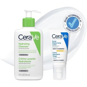 Cerave Morning Face Routine For Dry Skin, Hydrating Cleanser 236ml & Am Facial Moistur Cerave Morning Face Routine For Dry Skin, Hydrating Cleanser 236ml & Am Facial Moistur