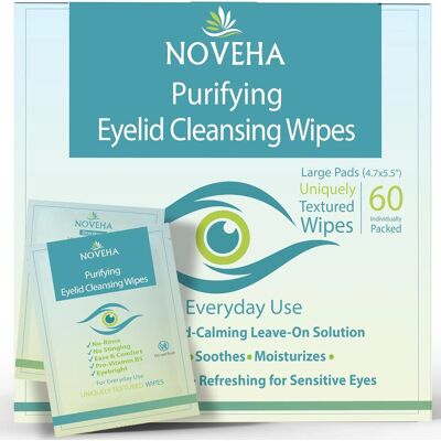 Noveha Antimicrobial Eyelid & Lash Wipes 60 X 2 (120 Total) Free Post Noveha Antimicrobial Eyelid & Lash Wipes 60 X 2 (120 Total) Free Post