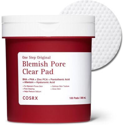Cosrx One Step Original Blemish Pore Clear Pad, 100 Pads, Dual-Sided Exfoliatin Cosrx One Step Original Blemish Pore Clear Pad, 100 Pads, Dual-Sided Exfoliatin