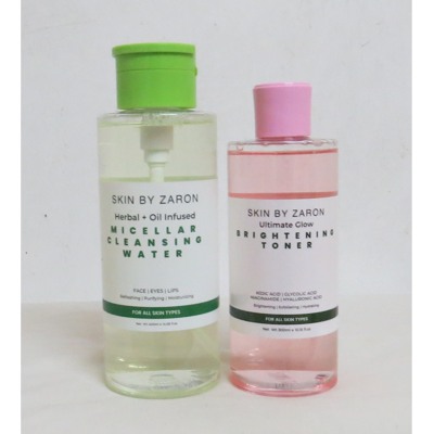 Skin By Zaron Herbal Oil Infused Micellar Cleansing Water & Brightening Toner Skin By Zaron Herbal Oil Infused Micellar Cleansing Water & Brightening Toner