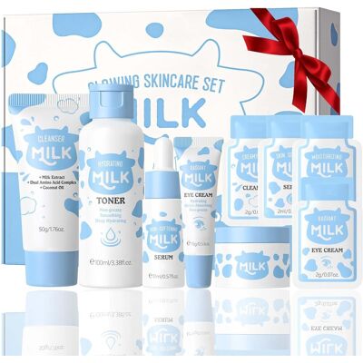 Ufkeanlo 9pcs Milk Skin Care Sets & Kits – Teenage Girls Gifts With Cleanser, Toner, S Ufkeanlo 9pcs Milk Skin Care Sets & Kits – Teenage Girls Gifts With Cleanser, Toner, S