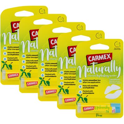 5 X Carmex Naturally Pear Lip Balm Natural Hydrating Moisturising Stick 4.25g 5 X Carmex Naturally Pear Lip Balm Natural Hydrating Moisturising Stick 4.25g