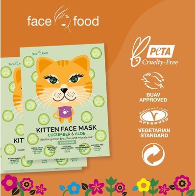 Face Facts 4 × 7th Heaven Kitten Cucumber & Aloe Face Mask Perfect For All Face Size Age 8+ Face Facts 4 × 7th Heaven Kitten Cucumber & Aloe Face Mask Perfect For All Face Size Age 8+