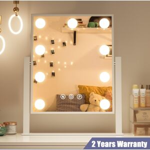White Makeup Mirror With 9 Led Bulbs Dimmable Touch Control Freestanding Mirror White Makeup Mirror With 9 Led Bulbs Dimmable Touch Control Freestanding Mirror