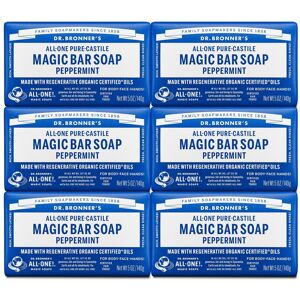 Dr. Bronner S Pure Castile Bar Soap Peppermint 5 Oz (6 Pack) Dr. Bronner S Pure Castile Bar Soap Peppermint 5 Oz (6 Pack)