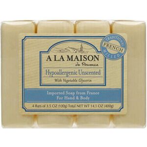 Hypoallergenic Bar Soap Unscented 4/3.5 Oz By A La Maison Hypoallergenic Bar Soap Unscented 4/3.5 Oz By A La Maison