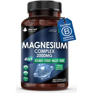 New Leaf Products Magnesium Glycinate 4-In-1 2000mg 360 Vegan Capsules High Strength Uk Made New Leaf Products Magnesium Glycinate 4-In-1 2000mg 360 Vegan Capsules High Strength Uk Made