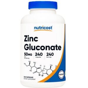 Nutricost Zinc Gluconate Capsules - 50 Mg - 240 Count Nutricost Zinc Gluconate Capsules - 50 Mg - 240 Count