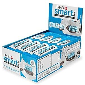 Phd Smart Bar High Protein Low Carb Bar Cookies And Cream, 64 G, Pack Of 12 Phd Smart Bar High Protein Low Carb Bar Cookies And Cream, 64 G, Pack Of 12