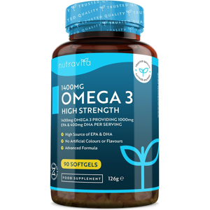 Nutravita Highest Strength Omega 3 Fish Oil 2000mg - Providing 1000mg Epa & 400mg Dha Per Nutravita Highest Strength Omega 3 Fish Oil 2000mg - Providing 1000mg Epa & 400mg Dha Per