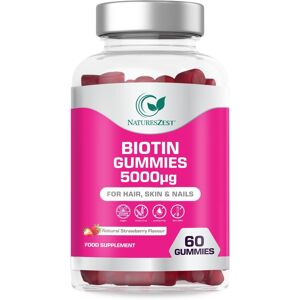 Natures Zest Biotin Gummies 5000µg For Hair, Skin & Nails Support, 60 Strawberry Flavour Gum Natures Zest Biotin Gummies 5000µg For Hair, Skin & Nails Support, 60 Strawberry Flavour Gum