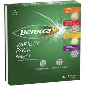 Berocca Energy Effervescent Tablets 4 × 15 Variety Pack – 60 Total Berocca Energy Effervescent Tablets 4 × 15 Variety Pack – 60 Total