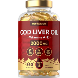 Branded Cod Liver Oil Capsules High Strength 2000mg 360 Count With Omega 3, Vitami Branded Cod Liver Oil Capsules High Strength 2000mg 360 Count With Omega 3, Vitami