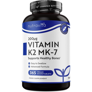 Nutravita Vitamin K2 Mk 7 200mcg - 1 Year Supply - 365 Vegan Micro Tablets (Not Capsules) Nutravita Vitamin K2 Mk 7 200mcg - 1 Year Supply - 365 Vegan Micro Tablets (Not Capsules)