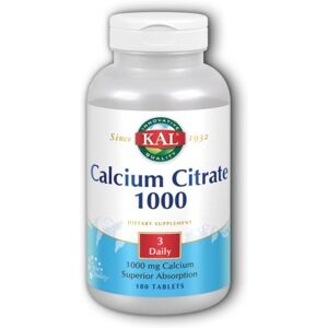 Calcium Citrate 1000 180 Tabs By Kal Calcium Citrate 1000 180 Tabs By Kal