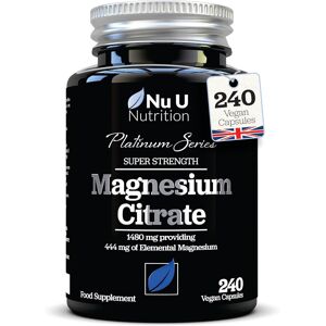 Nu U Nutrition Magnesium Citrate 1480mg - 240 Vegan Capsules - 4 Month Supply - Providing 444mg Nu U Nutrition Magnesium Citrate 1480mg - 240 Vegan Capsules - 4 Month Supply - Providing 444mg