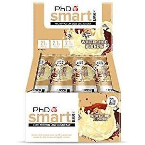 Phd Smart Bar High Protein Low Sugar Bar, White Choc Blondie, 64 G, Pack Of 12 Phd Smart Bar High Protein Low Sugar Bar, White Choc Blondie, 64 G, Pack Of 12