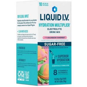 Liquid I.V Hydration Multiplier Vegan Powder Rainbow Sherbert 10 C Liquid I.V Hydration Multiplier Vegan Powder Rainbow Sherbert 10 C