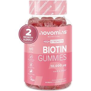 Novomins Biotin Gummies - 10,000 Mcg - 60-Day Supply - Hair Vitamins –- Vegan - Chewable Novomins Biotin Gummies - 10,000 Mcg - 60-Day Supply - Hair Vitamins –- Vegan - Chewable