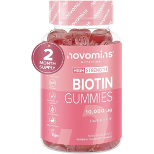 Novomins Biotin Gummies - 10,000 Mcg - 60-Day Supply - Hair Vitamins –- Vegan - Chewable Novomins Biotin Gummies - 10,000 Mcg - 60-Day Supply - Hair Vitamins –- Vegan - Chewable