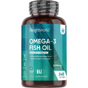 Weightworld Omega 3 Fish Oil 2000mg - 240 Softgels (4 Months Supply) - 660mg Epa & 440mg Dha Weightworld Omega 3 Fish Oil 2000mg - 240 Softgels (4 Months Supply) - 660mg Epa & 440mg Dha