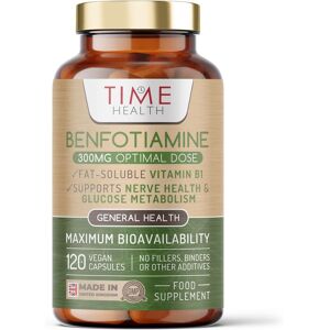time Health New: Benfotiamine - 300mg X 120 Capsules - Fat Soluble Vitamin B1 (Thiamine) - time Health New: Benfotiamine - 300mg X 120 Capsules - Fat Soluble Vitamin B1 (Thiamine) -