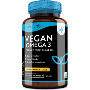 Nutravita Vegan High Strength Omega 3 2000mg Soft Gels - 600mg Dha & 300mg Epa Per Serving Nutravita Vegan High Strength Omega 3 2000mg Soft Gels - 600mg Dha & 300mg Epa Per Serving
